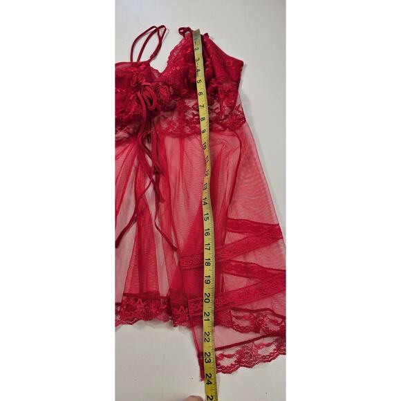 NWT Victoria's Secret sexy lingerie teddy tank lace red sz M open front NEW - Picture 5 of 6